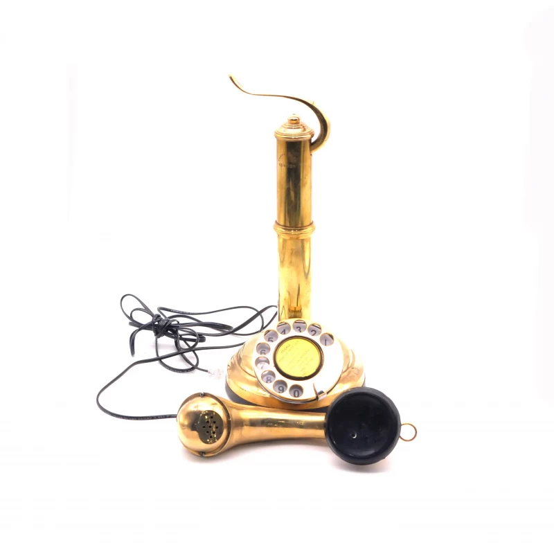 Vintage Styled Landline Telephone - Brass & Wood, With RJ11 Jack, VST001