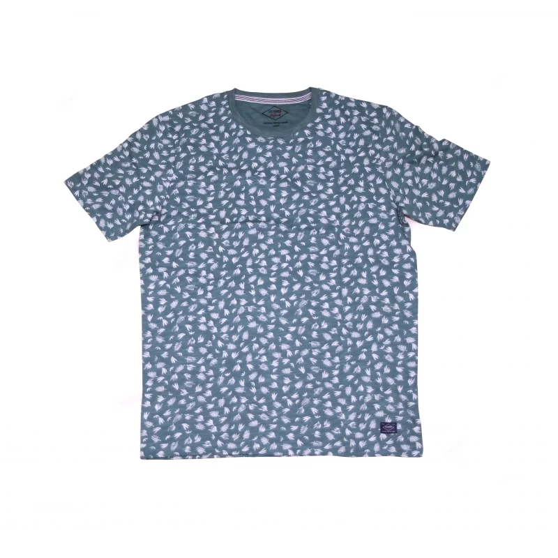 Men's Round Neck T-shirt Leaf Pattern