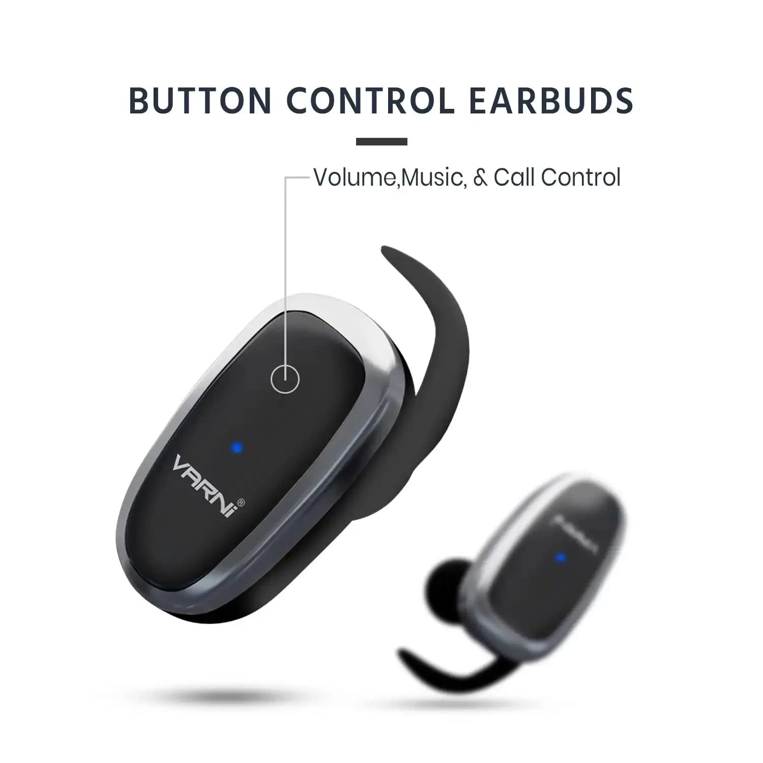 Varni Web02 Bluetooth 5.0 Wireless Headphones, 15Hrs Total Playtime, Stereo Audio, Button Control TWS, Dual HD Mic, Micro USB Fast Charging, IPX5 Water-Resistant & Voice Assistance (Black)