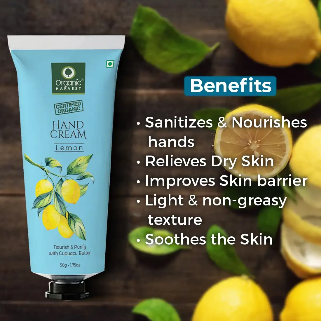 Organic Harvest Hand Cream Lemon, 50g