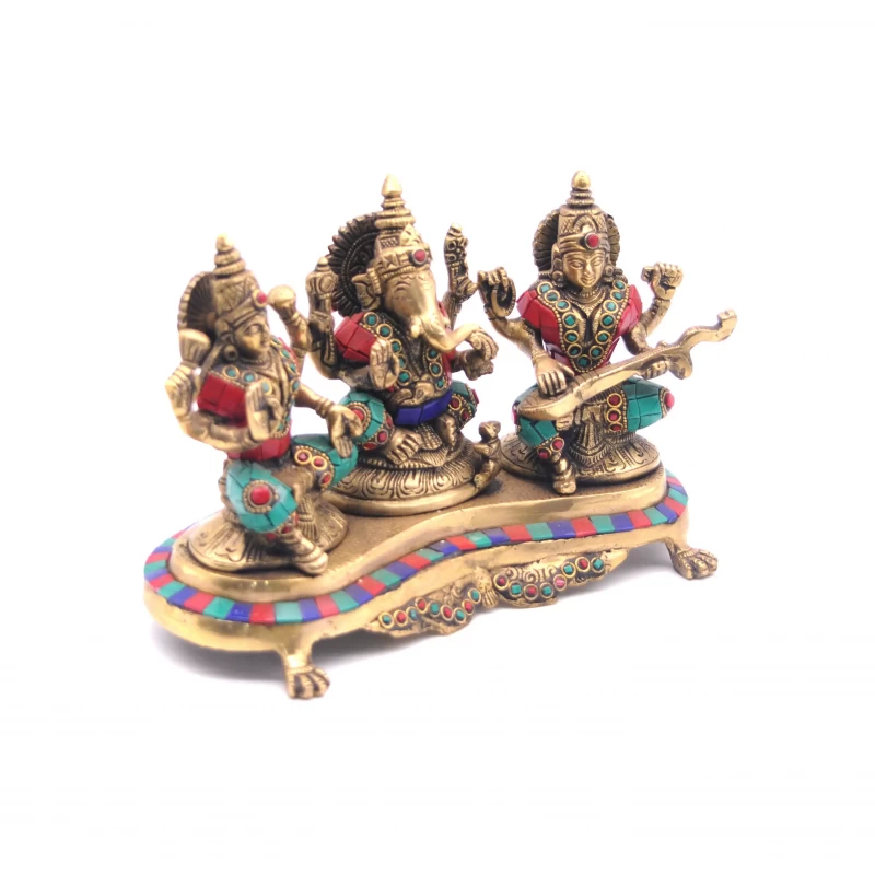 Home Decor - Brass 3 in 1 Lakshmi Ganesha Saraswati, 6.5â€ Height, 3.5Kgs (Approx)