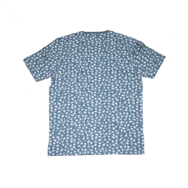 Men's Round Neck T-shirt Leaf Pattern