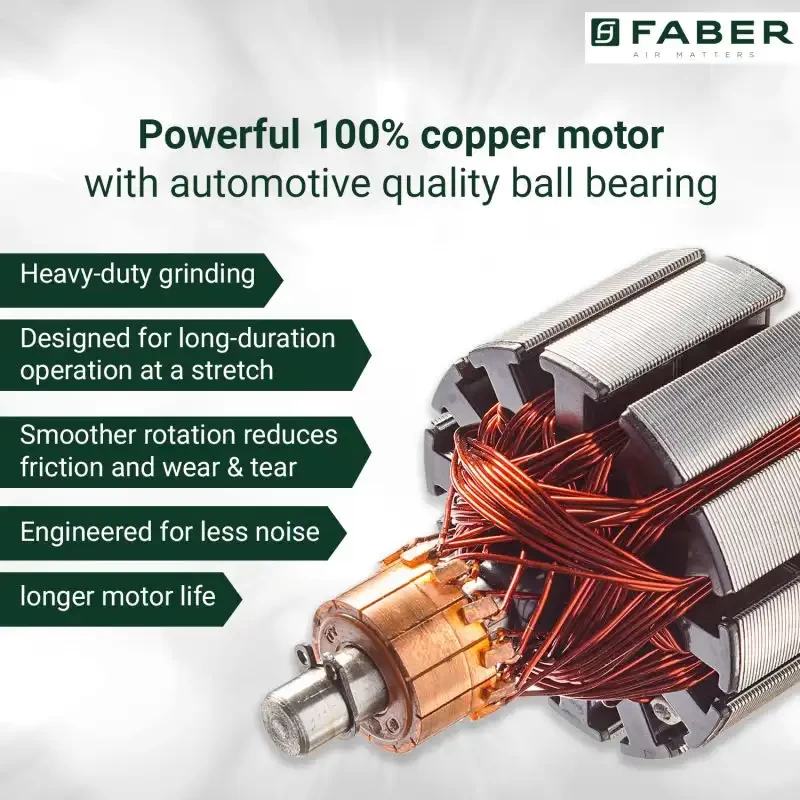 Faber 800W Mixer Grinder with 3 Stainless Steel Jar(FMG Candy 800 3J BK), Black