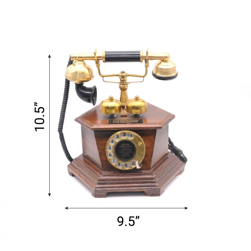 Vintage Styled Telephones Brass & Wood Finish, With RJ11 Jack | VST006
