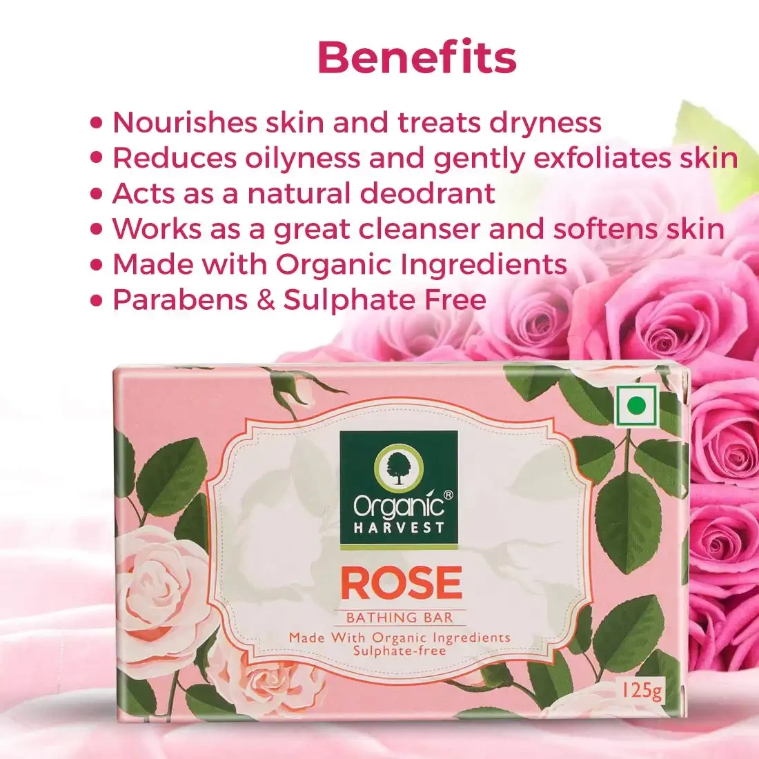 Organic Harvest Rose Soap, 125g