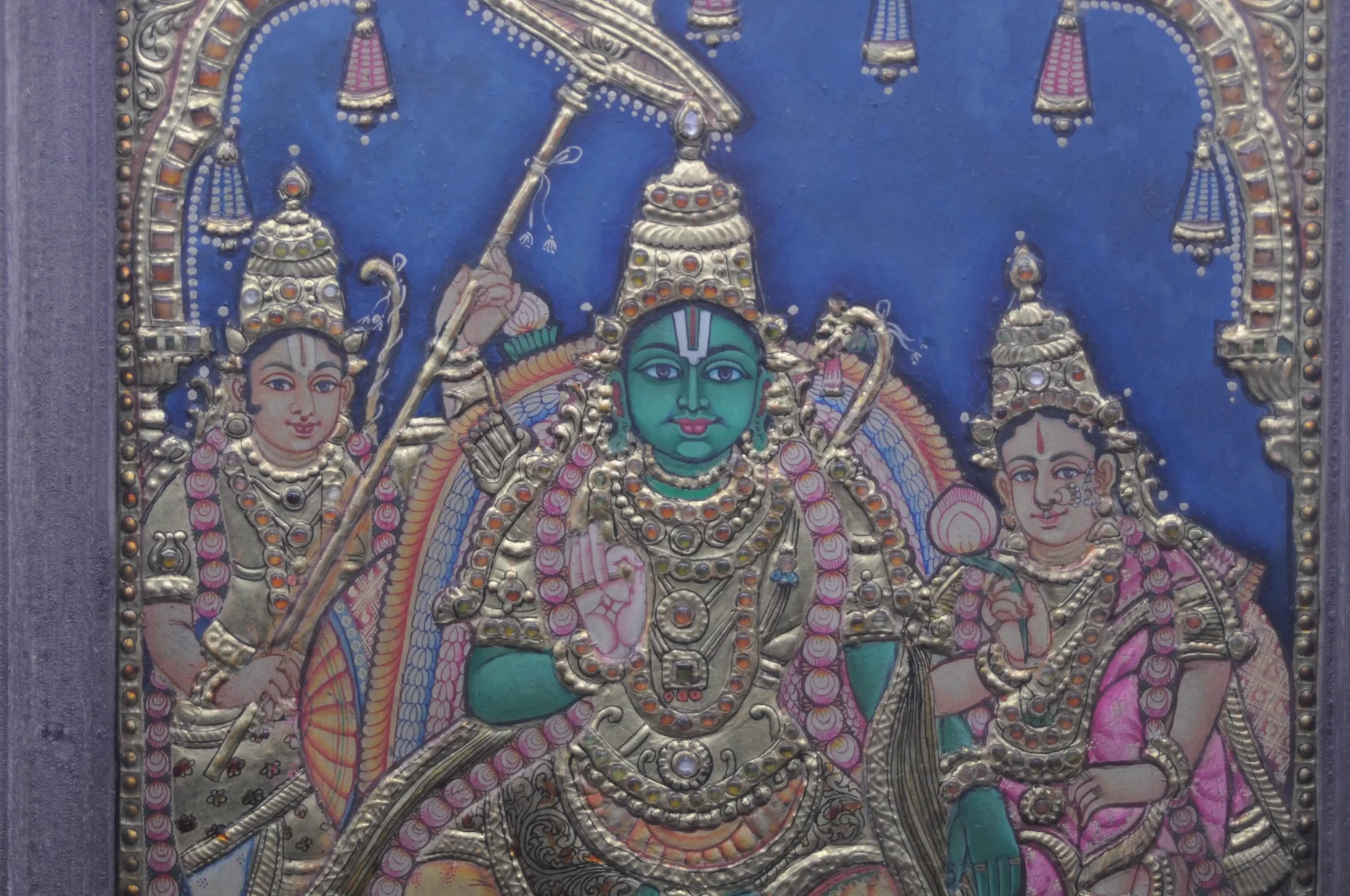 Lord Ram With Family - Tanjore Painting