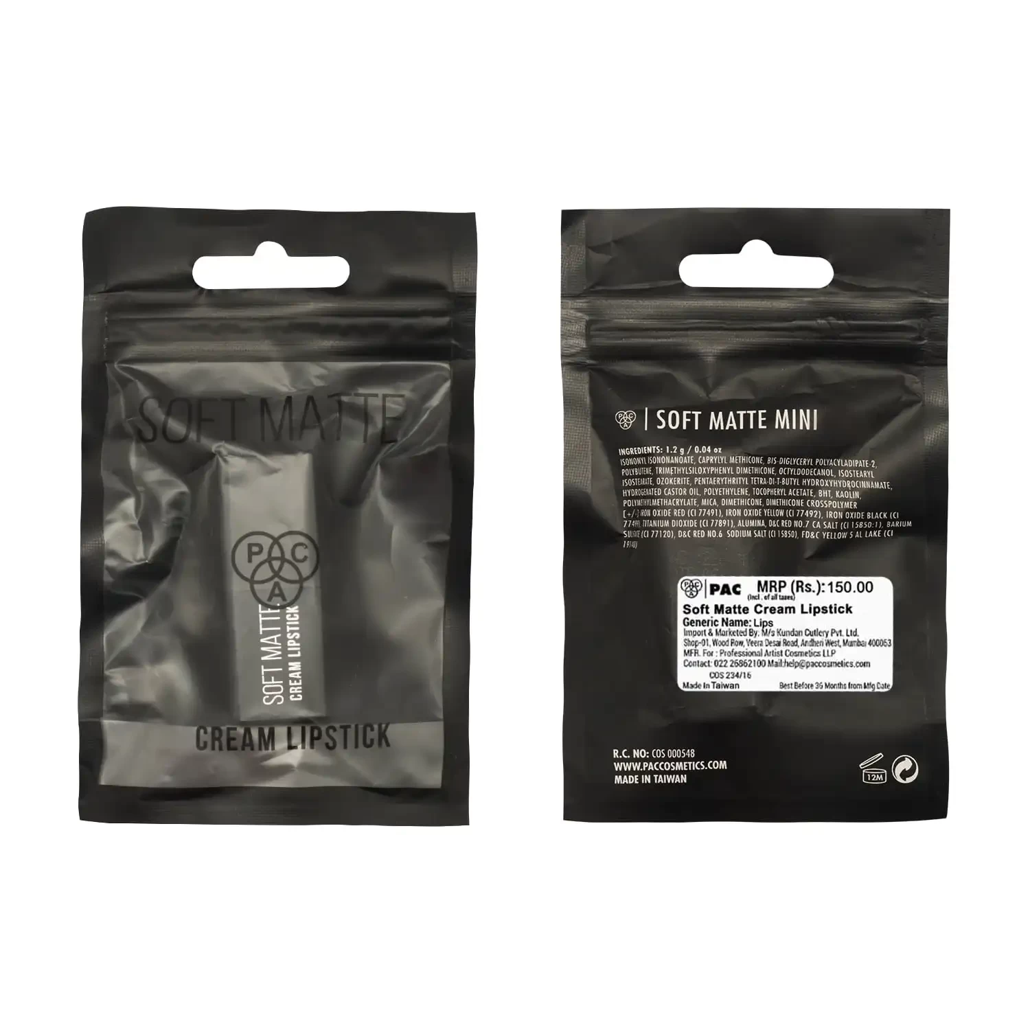 PAC Soft Matte Cream Lipstick Mini, 12 Valentine