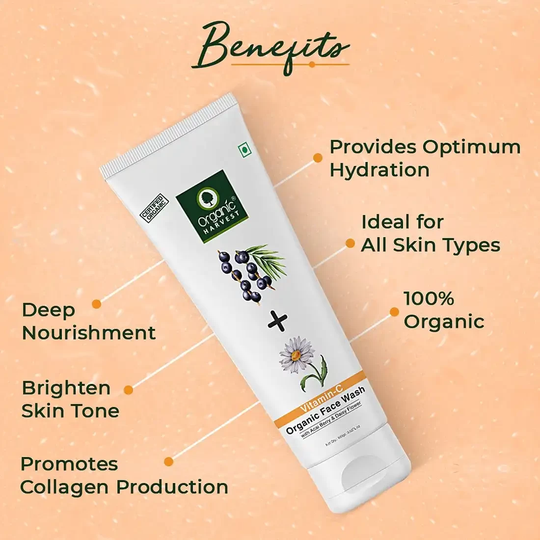 Organic Harvest Vitamin C Face Wash, 100g