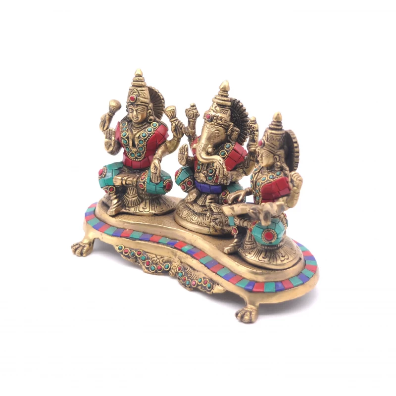Home Decor - Brass 3 in 1 Lakshmi Ganesha Saraswati, 6.5â€ Height, 3.5Kgs (Approx)