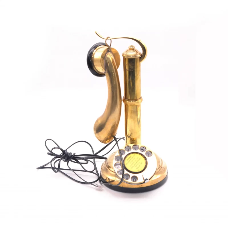 Vintage Styled Landline Telephone - Brass & Wood, With RJ11 Jack, VST001