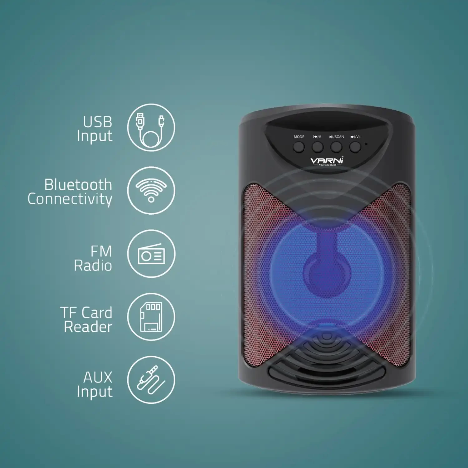 VARNI S114 Sound King Wirelss Bluetooth Speaker with Mic(Black) About this item