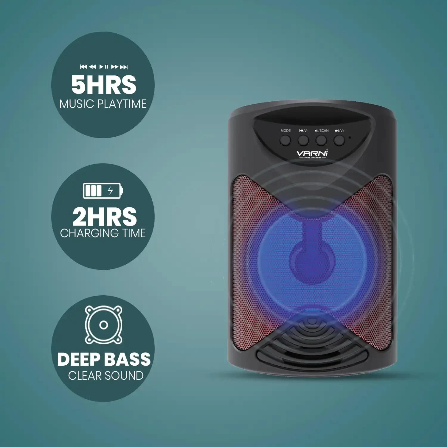 VARNI S114 Sound King Wirelss Bluetooth Speaker with Mic(Black) About this item